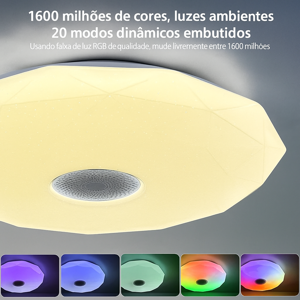 Plafon RGB Smart 36W com Alto-falante | MARPOU XD-1001 Tuya (Bluetooth/Wi-Fi), Dimerizável, Cenas & Música