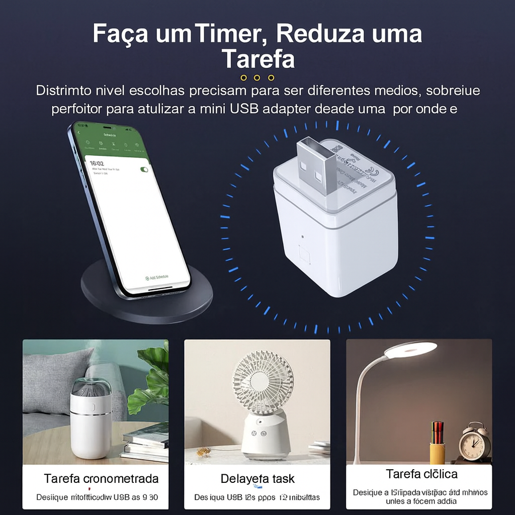 Adaptador USB Smart 5V Wi-Fi – Controle Tuya por Voz com Alexa e Google