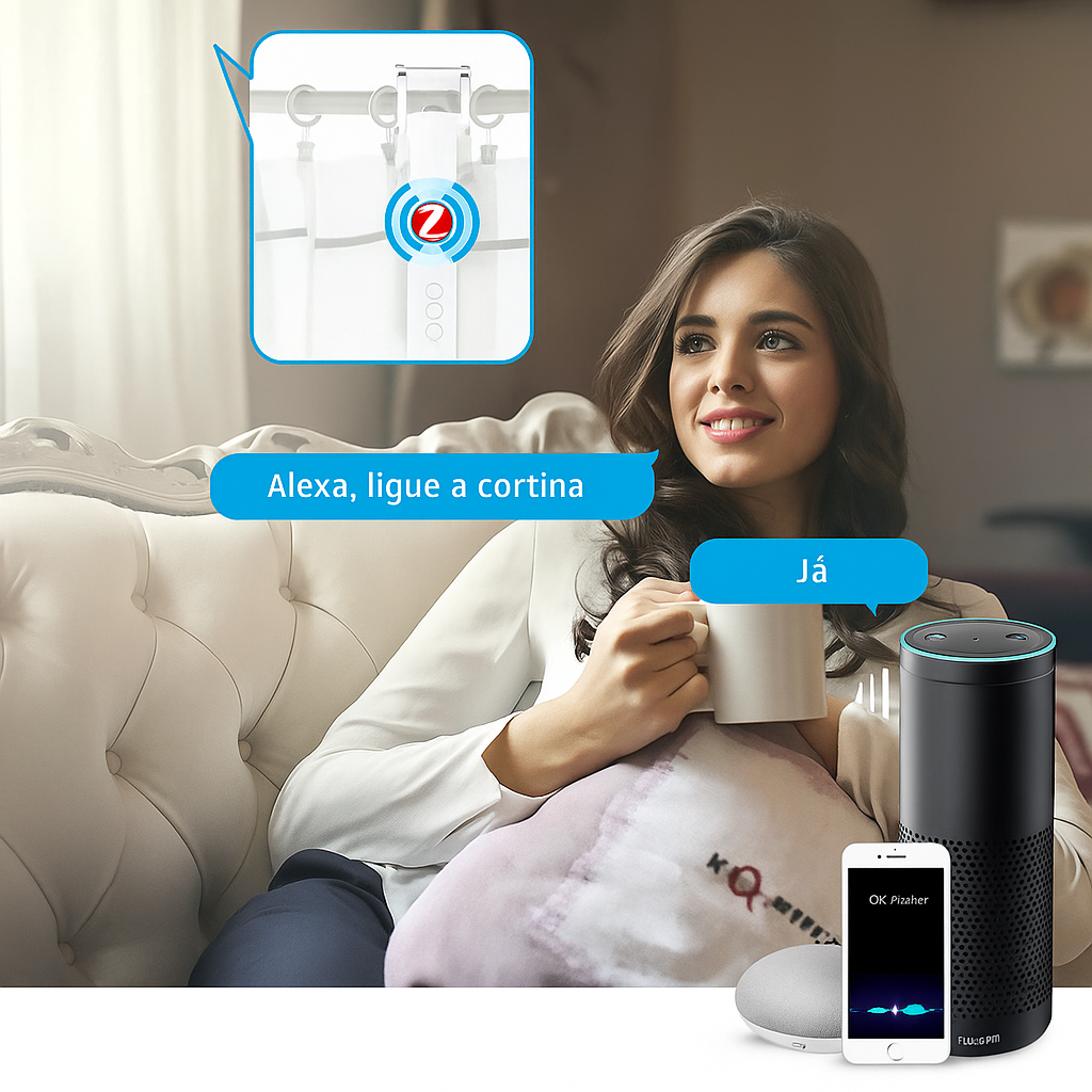 Cortina Inteligente Zemismart Wi-Fi | Automação por Voz e App