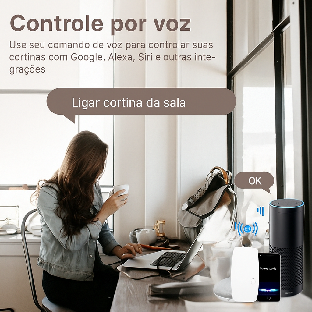 Cortina Inteligente Zemismart Wi-Fi | Automação por Voz e App