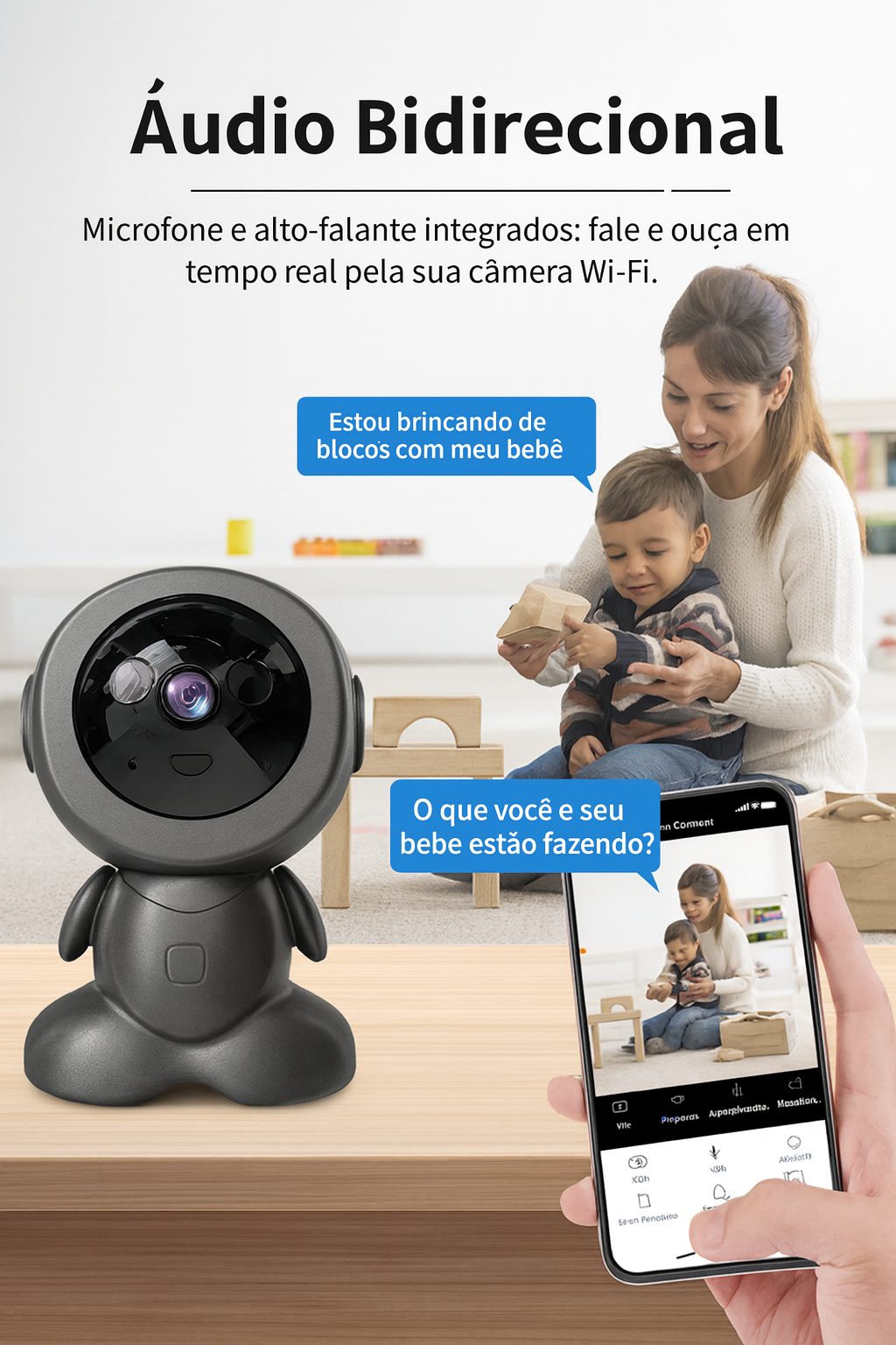 Câmera Inteligente Wi-Fi Cugo 8MP | Visão Noturna e Áudio Bidirecional