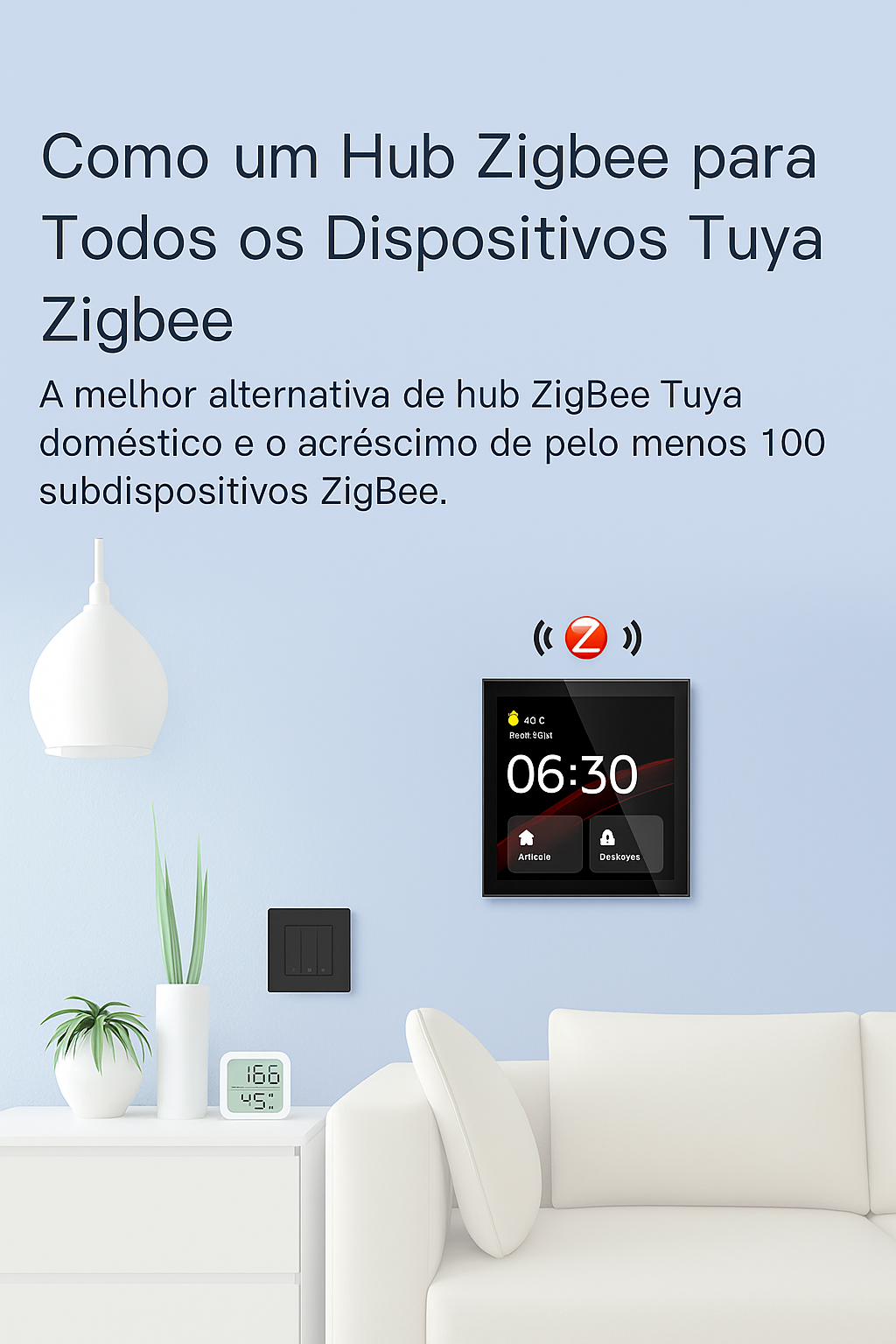 Painel de Controle Central Smart 4 com Tela Touch – Wi-Fi, Comando por Voz e Gateway ZigBee Integrado