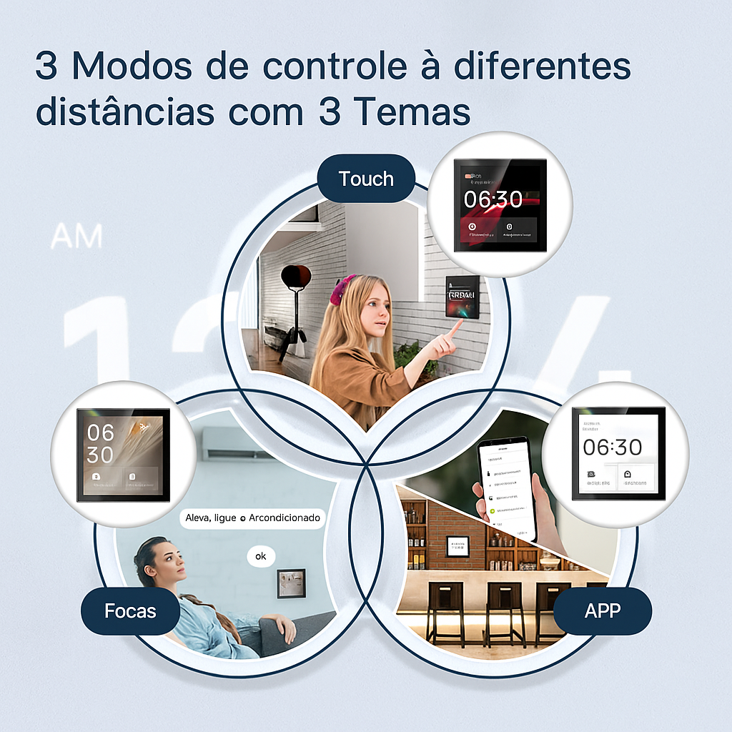 Painel de Controle Central Smart 4 com Tela Touch – Wi-Fi, Comando por Voz e Gateway ZigBee Integrado