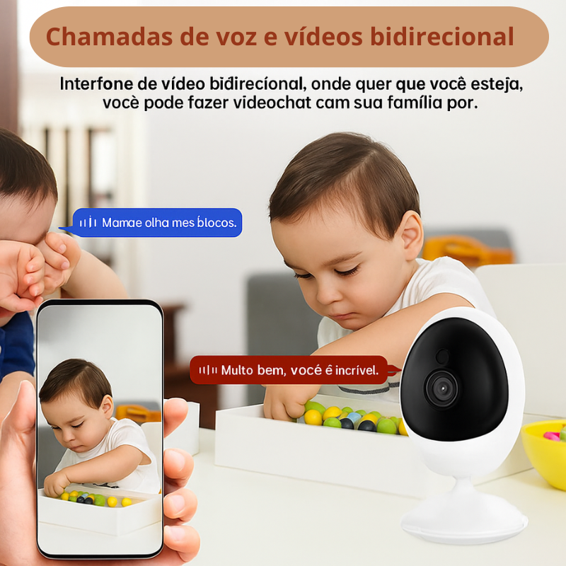Câmera IP Wi-Fi 4MP com Áudio Bidirecional e Detecção Humana – Baby Monitor Inteligente 168G