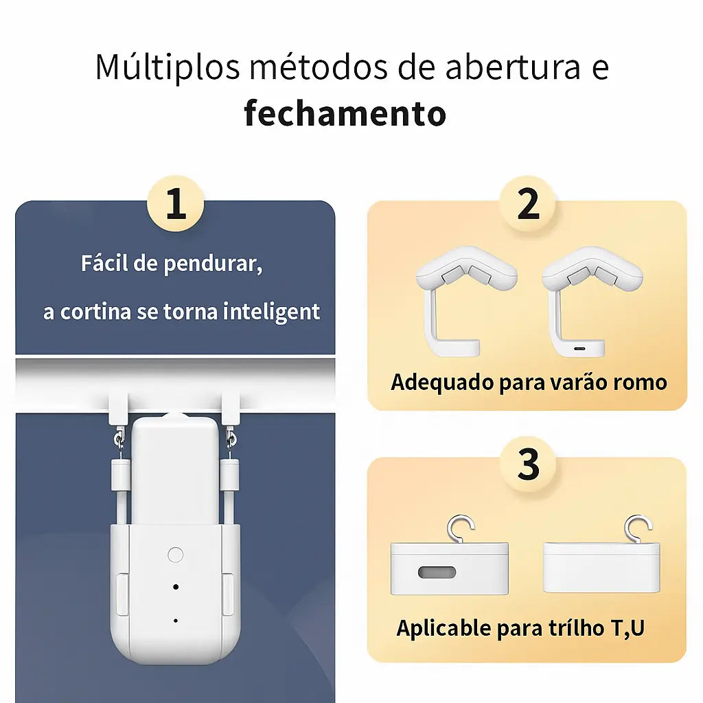 Robô de Cortina Inteligente Tuya Wi-Fi – Controle por App e Voz (Alexa, Google, Siri)