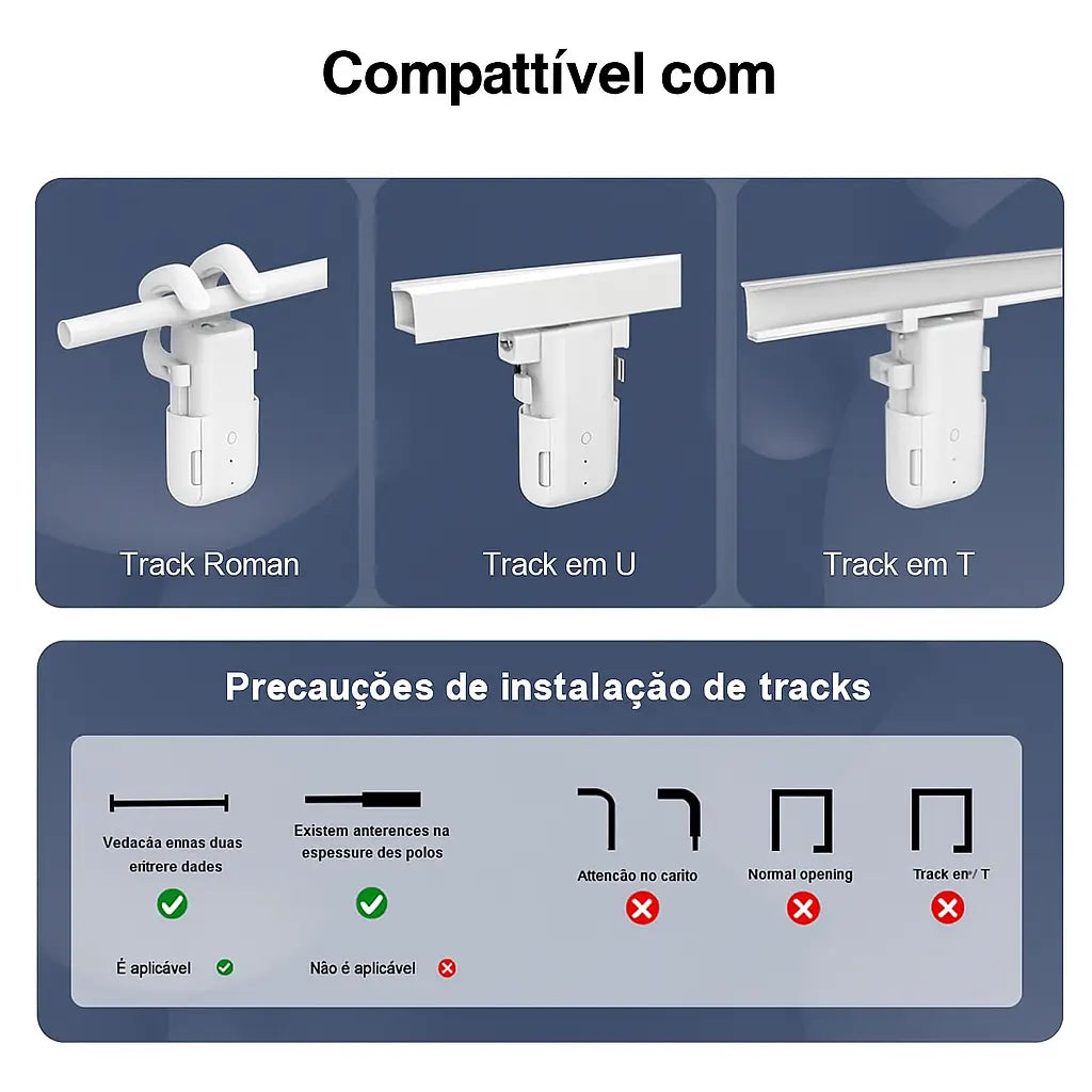 Robô de Cortina Inteligente Tuya Wi-Fi – Controle por App e Voz (Alexa, Google, Siri)