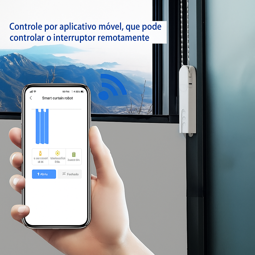 Motor de Cortina Elétrica Wi-Fi Tuya | Automação Inteligente