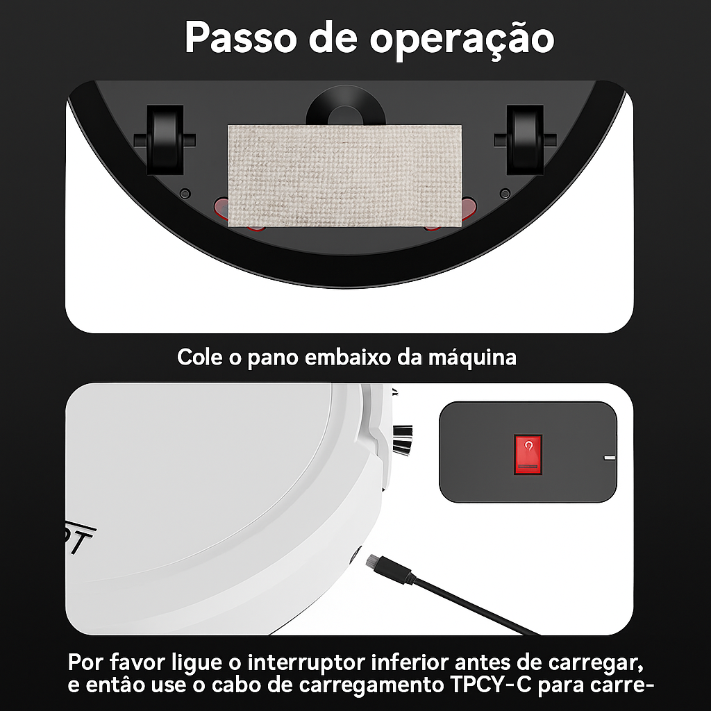 Robô de Limpeza Mijia 3 em 1 – Aspira, Varre e Passa Pano Automático