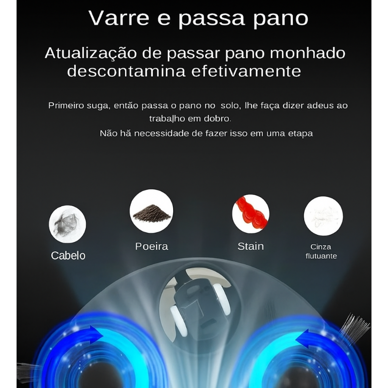Robô Aspirador Inteligente 5 em 1 – Limpeza Silenciosa e Eficiente