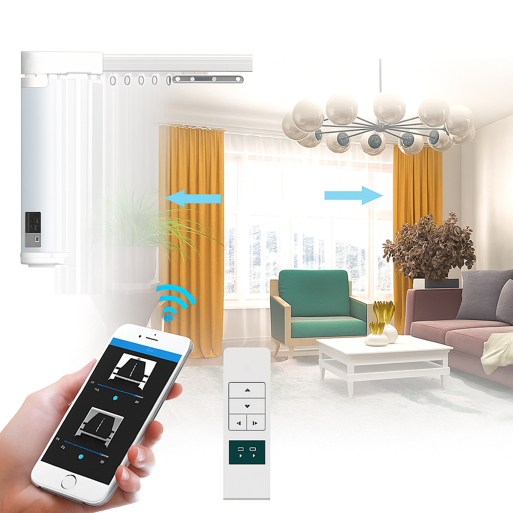 Motor de Cortina Vertical Automatizada | Sistema Inteligente com App Tuya e Controle Remoto