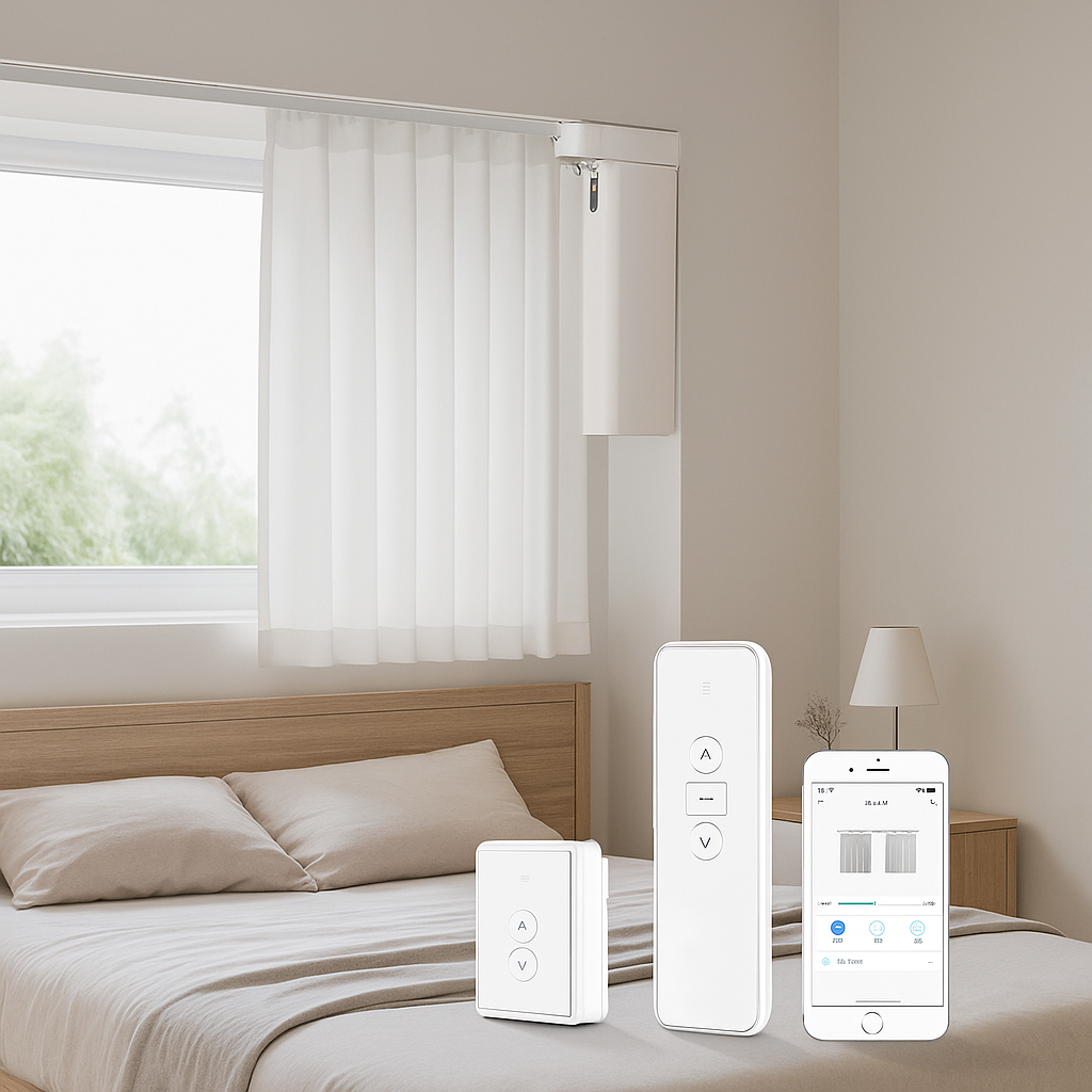 Cortinas automáticas com comando de voz
Motor de cortina vertical Wi-Fi
Controle inteligente via Tuya Smart App
Abrir e fechar cortinas pelo celular
Praticidade e conforto sem esforço
Automação premium para ambientes amplos
Funciona com trilho vertical de grande porte
Alumínio resistente e discreto
Tecnologia com auto stop e controle manual
Solução moderna para casas e projetos de arquitetura