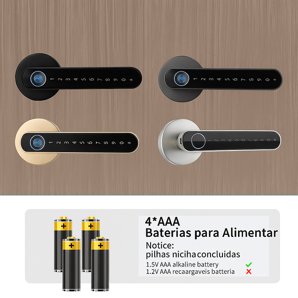 Fechadura Biométrica KingKu – Smart Lock com Impressão Digital e Senha