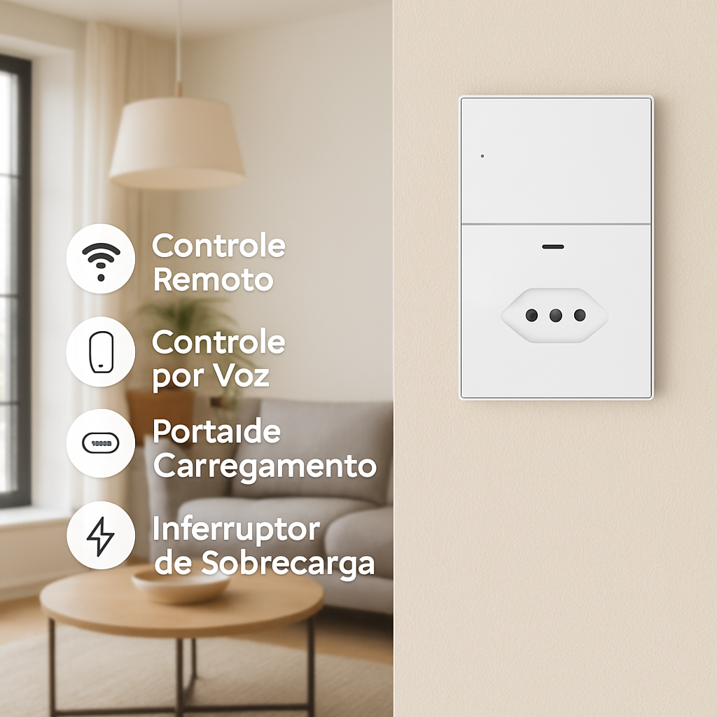 Tomada Inteligente Zigbee com Interruptor e Porta USB-C – Zemismart 10A/20A, Controle por App Tuya