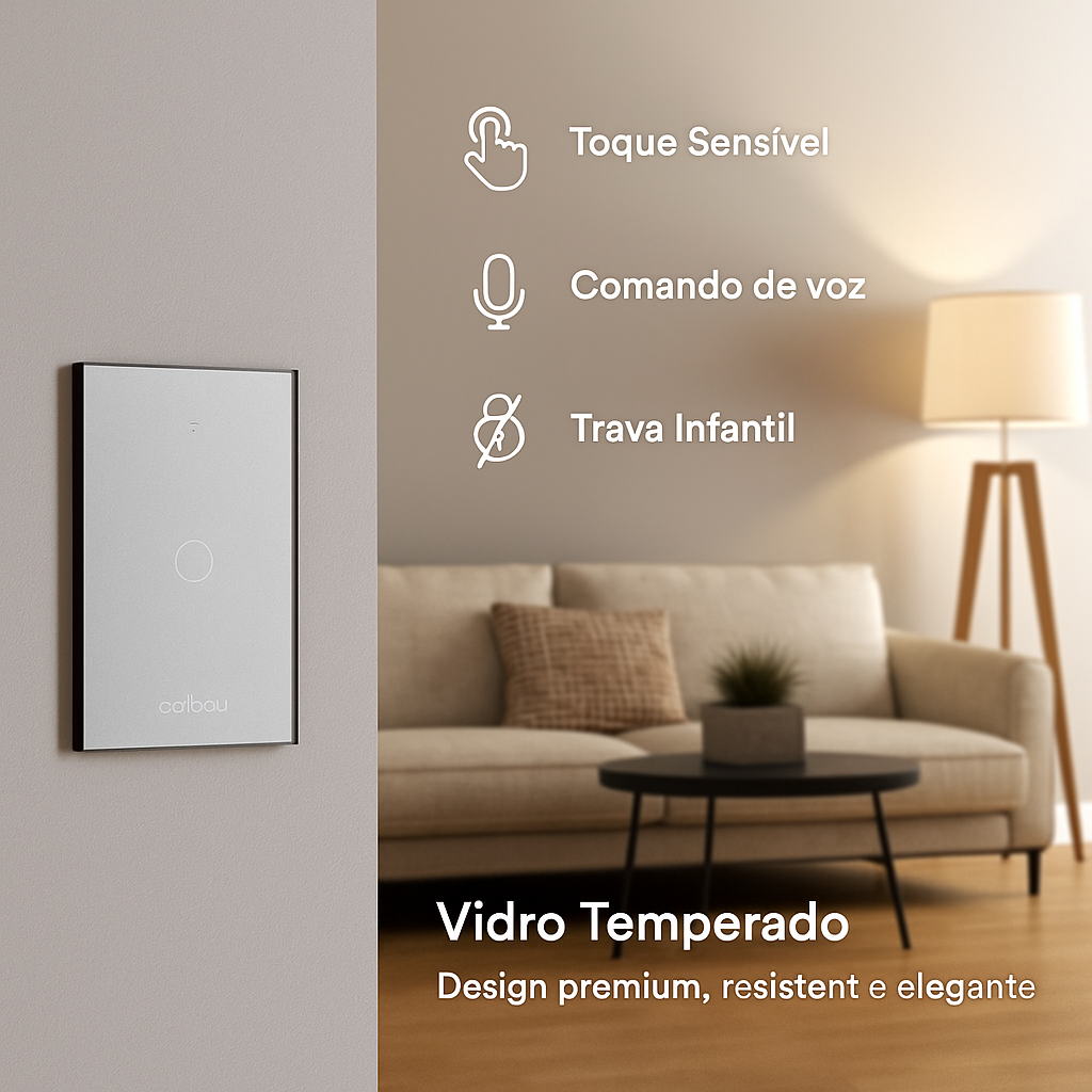 Interruptor Touch Smart Wi-Fi com Tomada USB – Compatível com Alexa, Google e Tuya