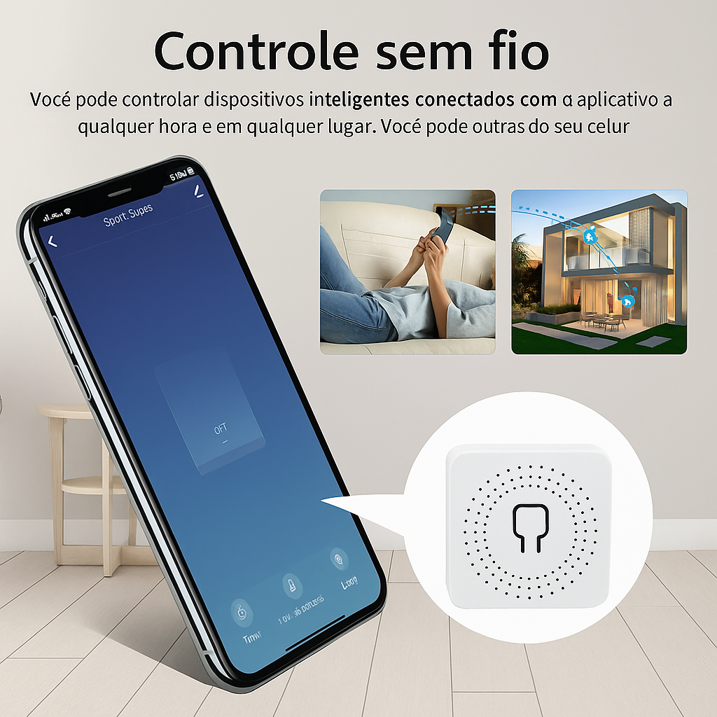 Interruptor Inteligente Wi-Fi Mini 16A/20A – Controle Remoto, Temporizador e Suporte Alexa/Google