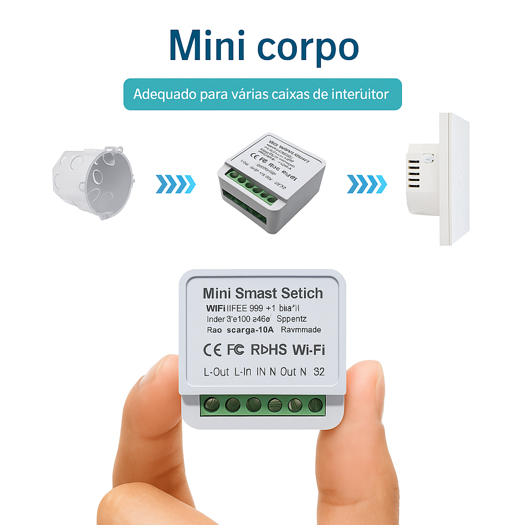 Interruptor Inteligente Wi-Fi Mini 16A/20A – Controle Remoto, Temporizador e Suporte Alexa/Google