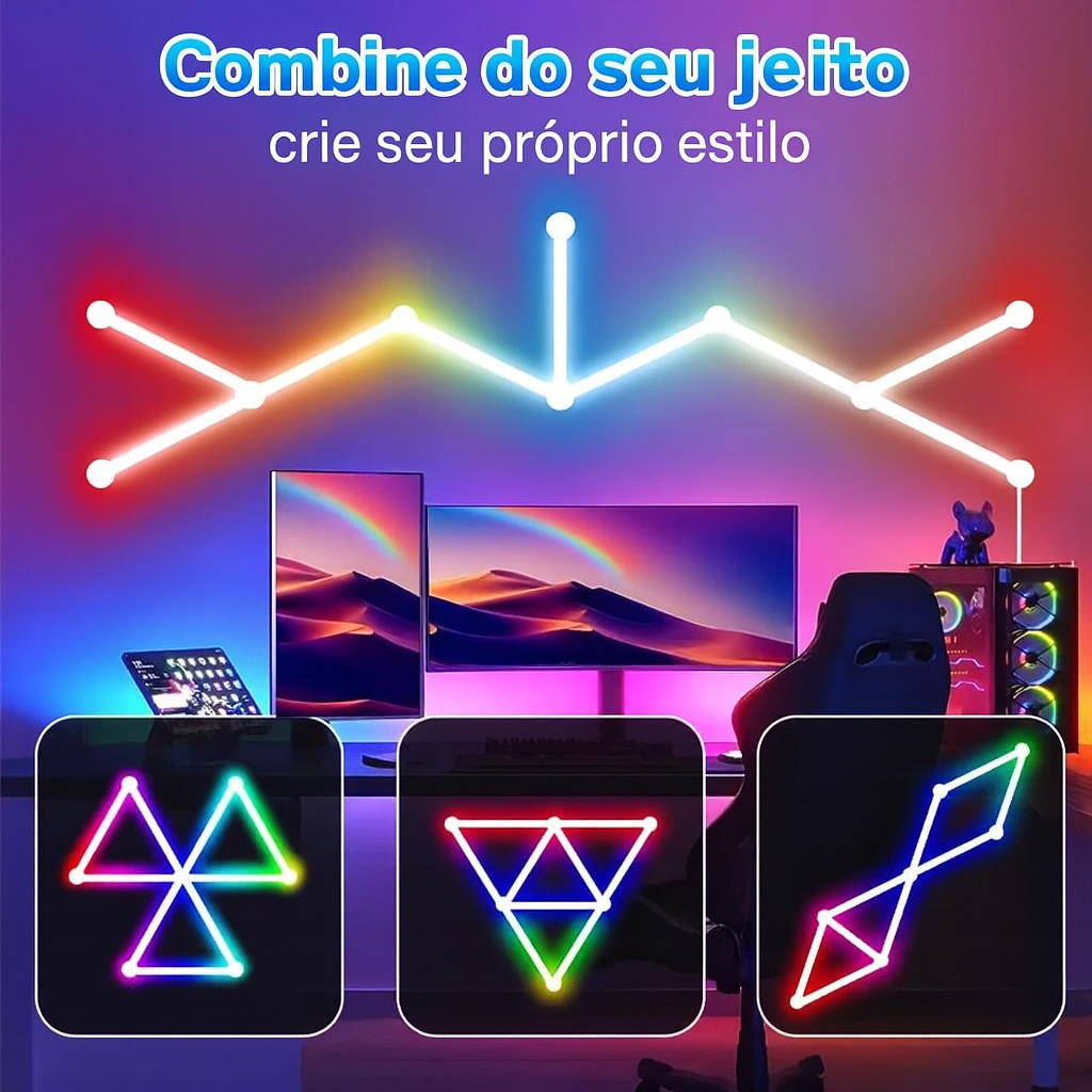 Luminária de Parede RGBIC Tuya | CHEGIT L0729 24W — DIY, Music Sync, Alexa/Google