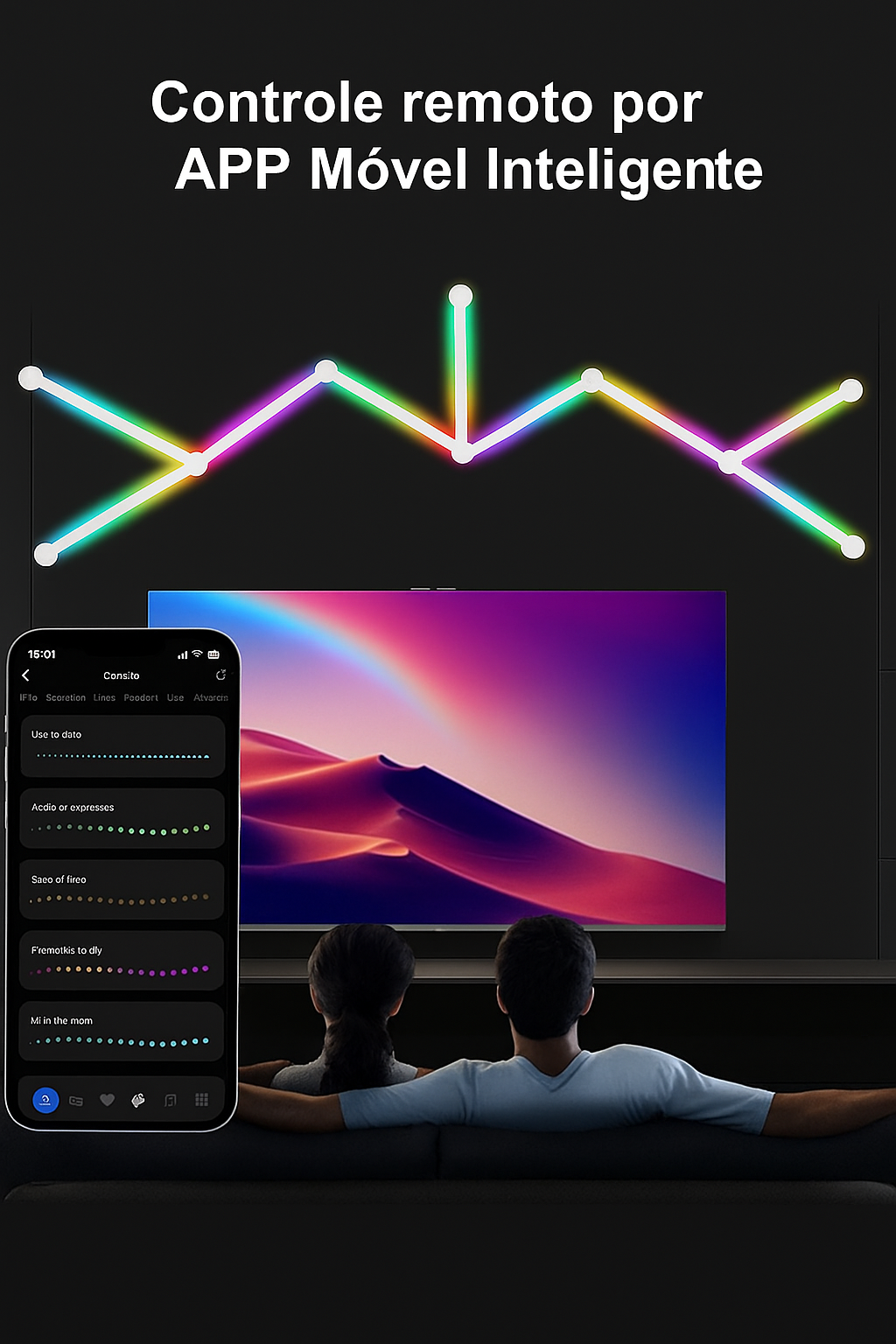 Luminária de Parede RGBIC Tuya | CHEGIT L0729 24W — DIY, Music Sync, Alexa/Google