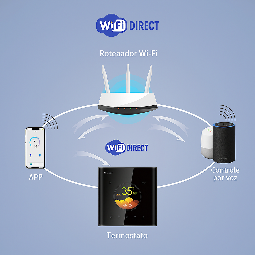 Termostato Inteligente Wi-Fi Tuya 16A | Controle por App e Voz com Alexa e Google