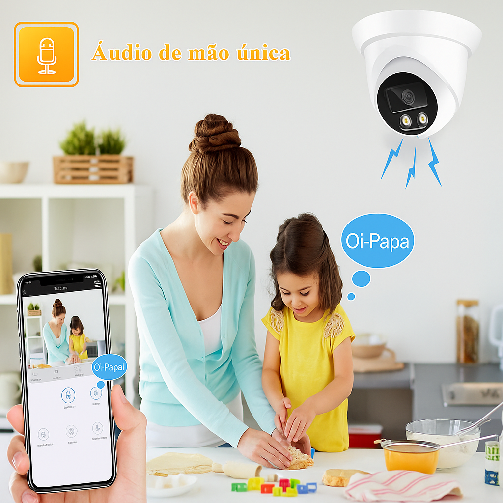 Câmera IP de Segurança ASECAM 8MP – Visão Noturna Colorida, Áudio e Detecção Facial