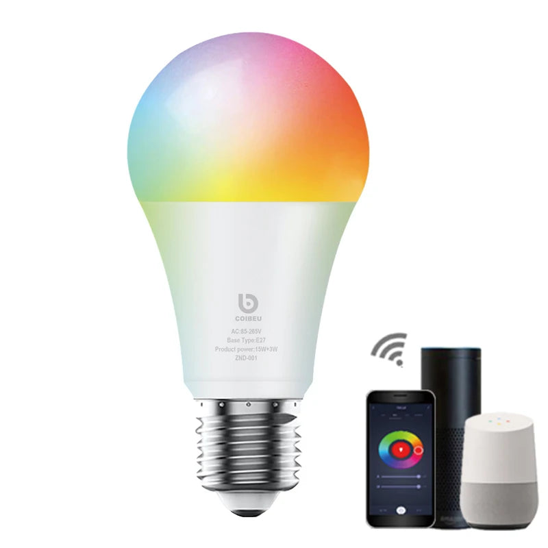 Lâmpada Inteligente Wi-Fi Tuya – Controle por Voz com Alexa e App Smart Life - Caibeu