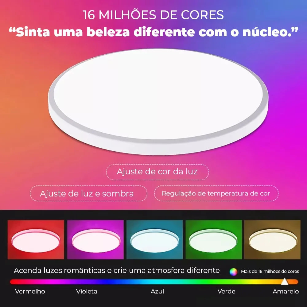 Luminária de Teto LED Smart Wi-Fi RGBCW – Redonda, Dimerizável, TUYA, Alexa e Google