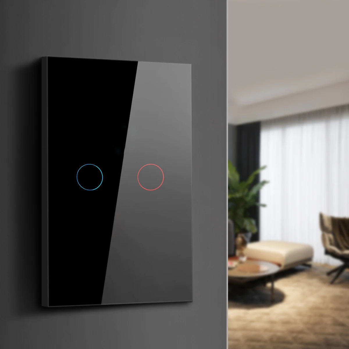 Interruptor de Parede AXUS Touch com LED – Vidro Temperado Crystal, 1 a 3 botões