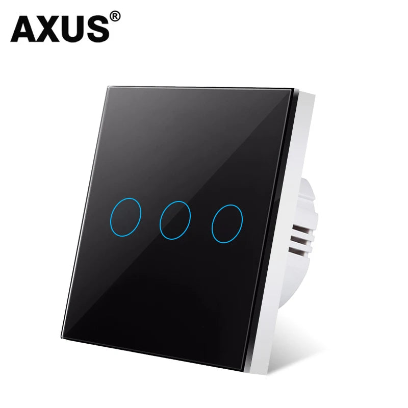 Interruptor de Parede AXUS Touch com LED – Vidro Temperado Crystal, 1 a 3 botões