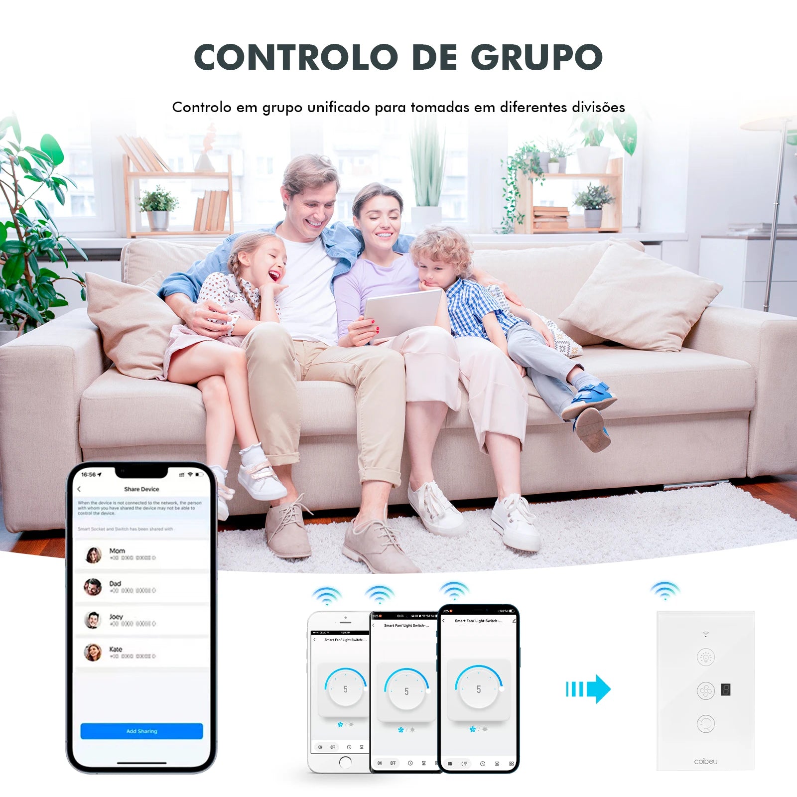 Interruptor Inteligente Wi-Fi para Ventilador – Touch e Tomada Smart Tuya