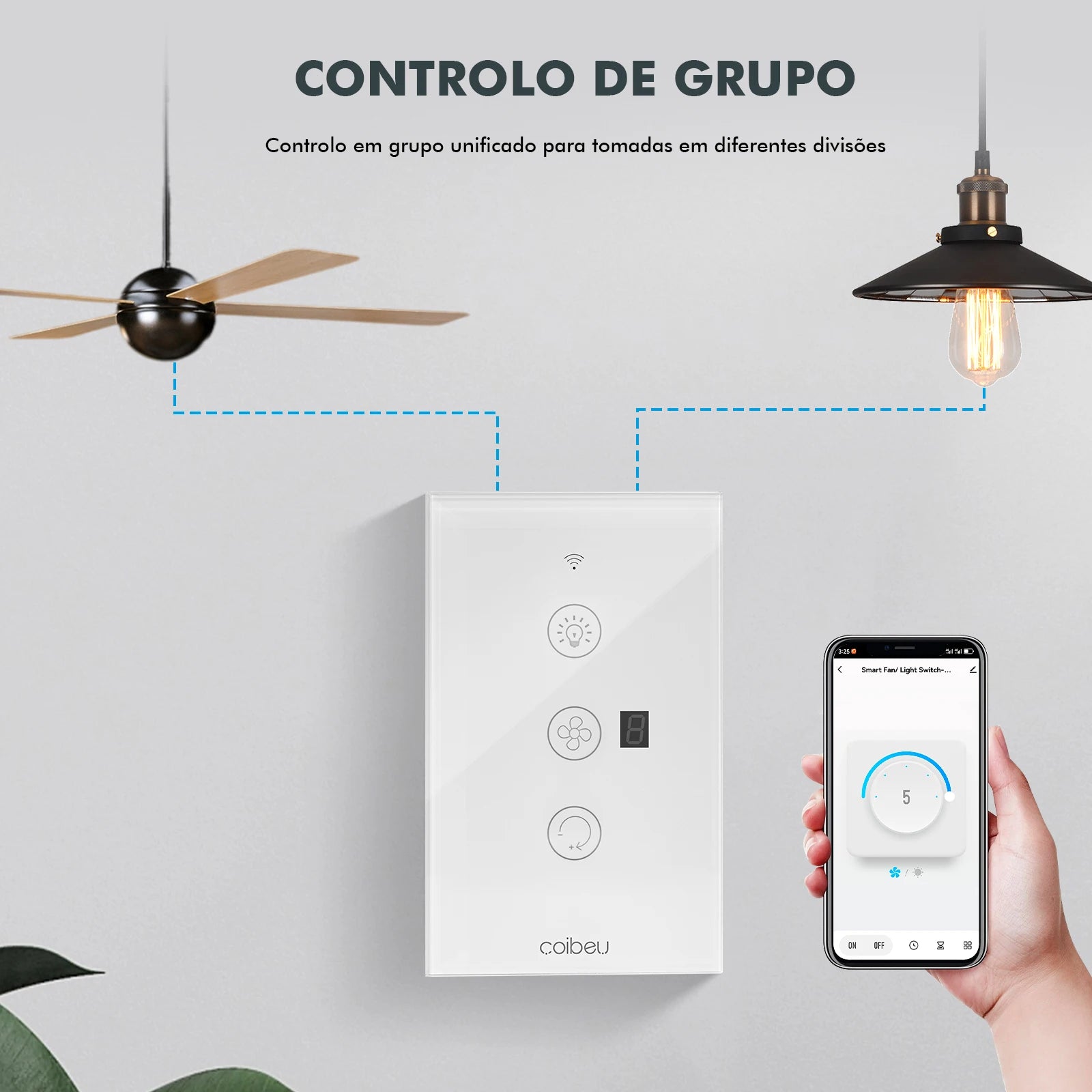 Interruptor Inteligente Wi-Fi para Ventilador – Touch e Tomada Smart Tuya