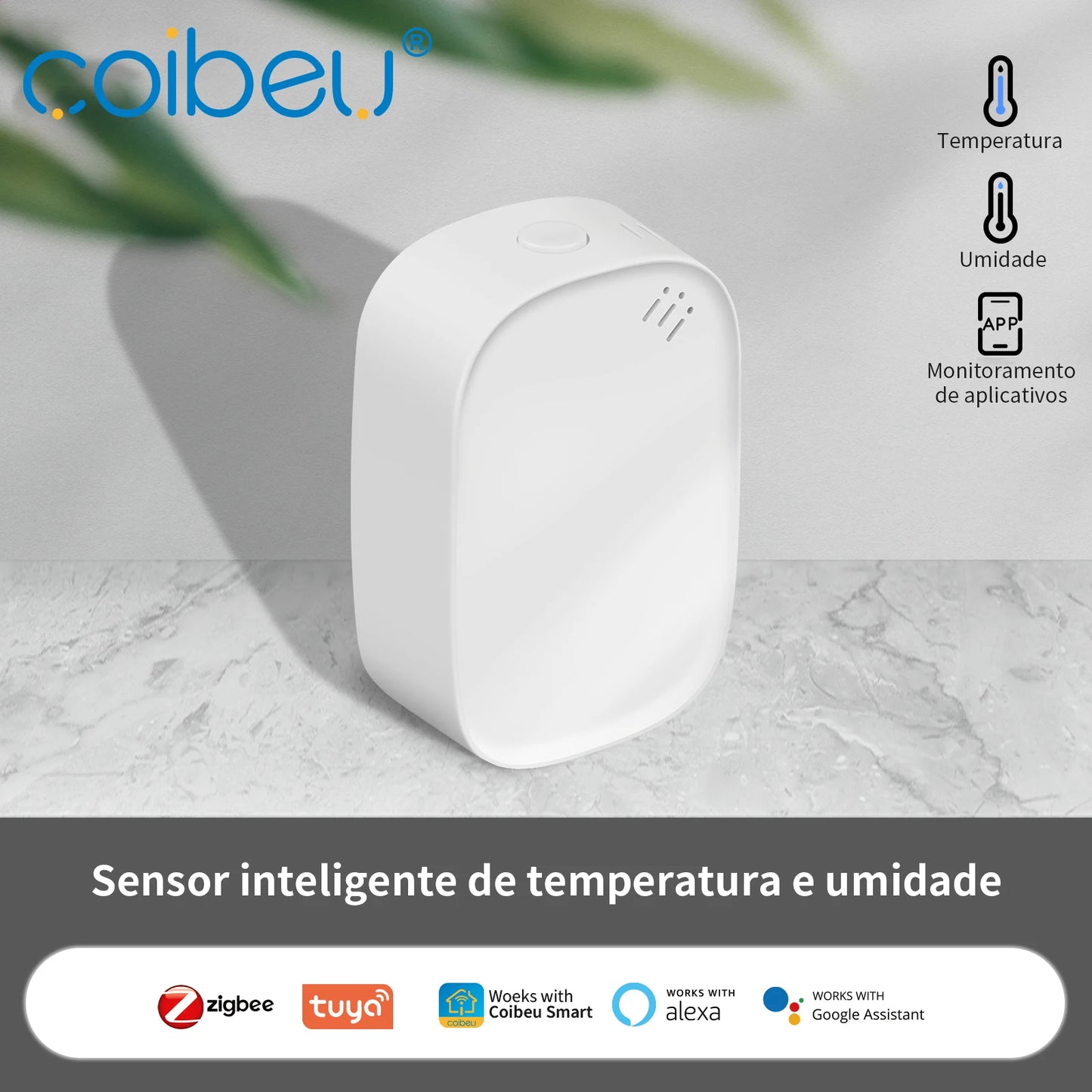 Sensor Inteligente Zigbee Monitora Temperatura e Umidade em Tempo Real Evite Mofo Ar Seco e Desconforto