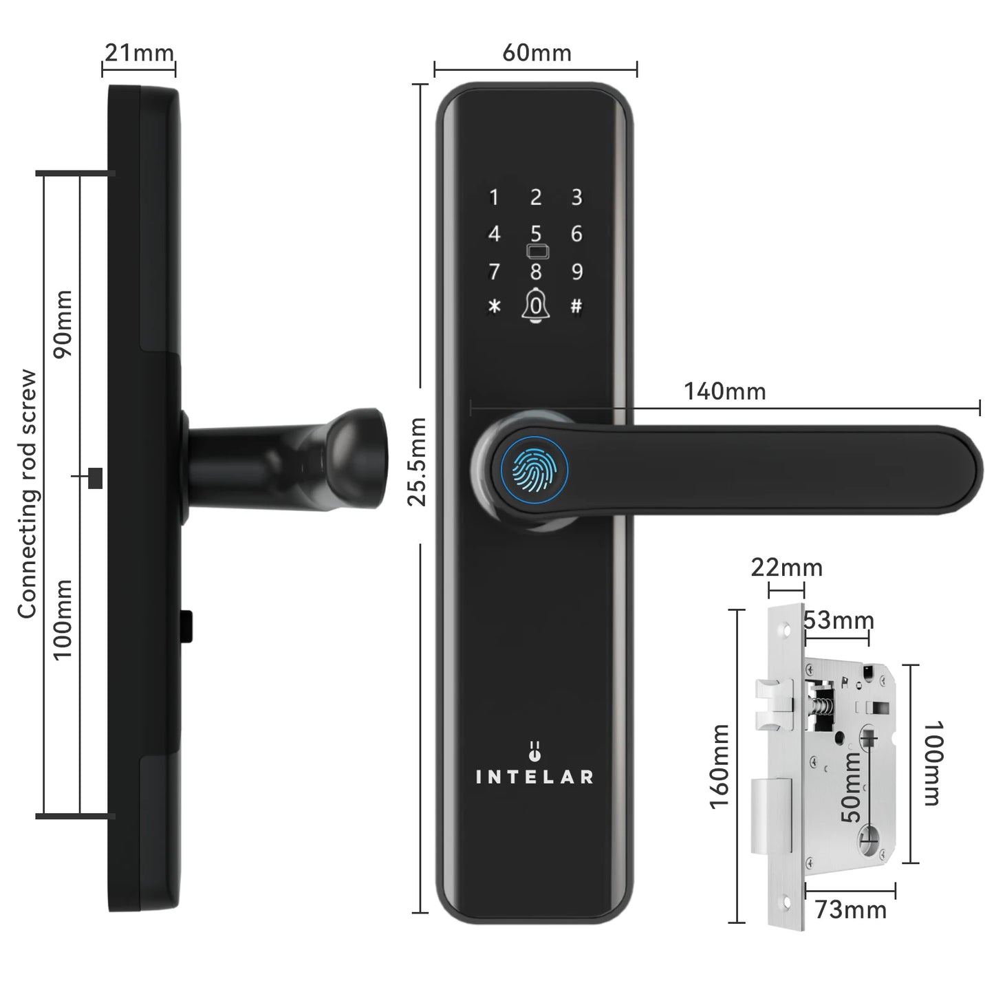 Fechadura Inteligente Tuya IP65 para Porta de Madeira | Biometria, Senha, Cartão e App| Wi-fi