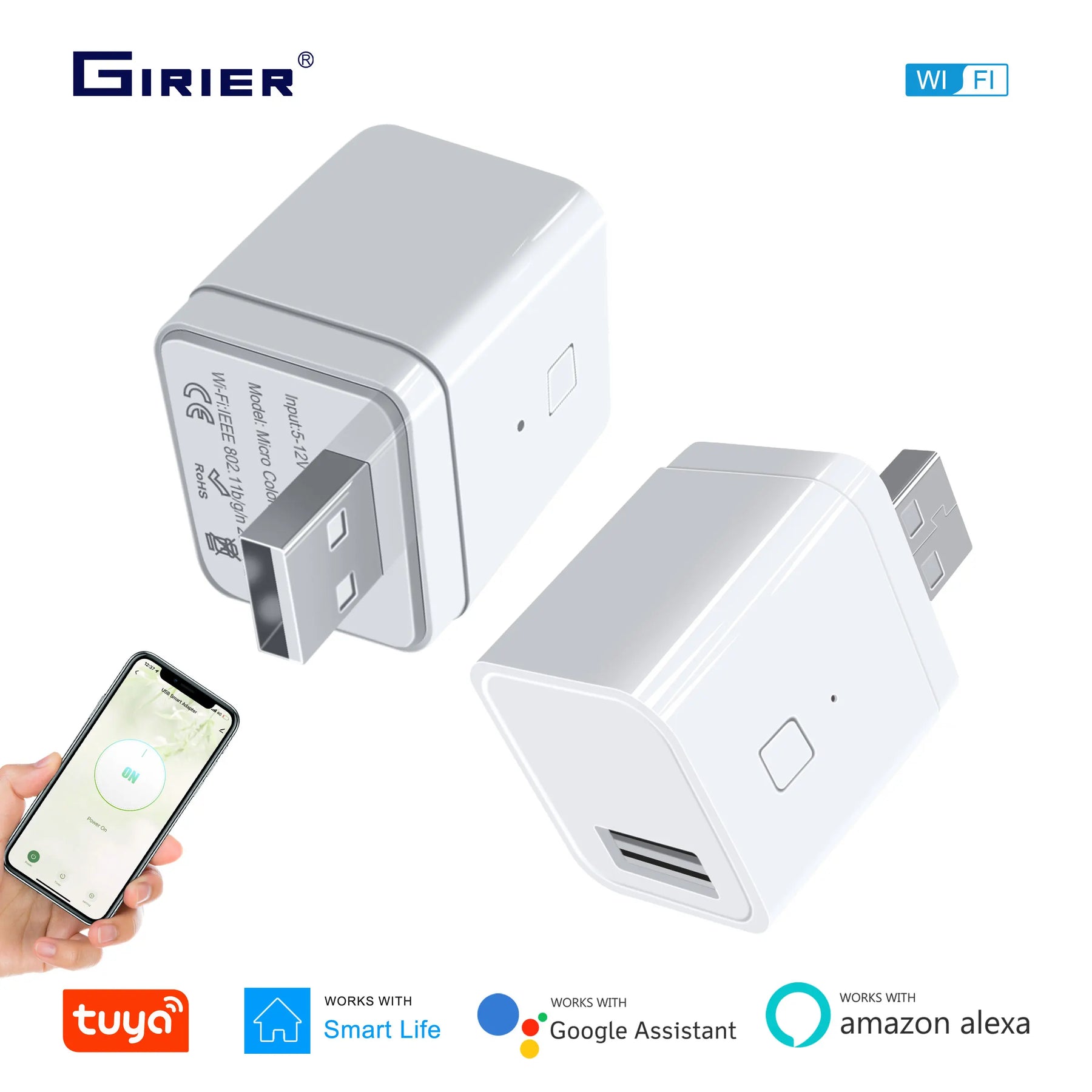 Adaptador USB Smart 5V Wi-Fi – Controle Tuya por Voz com Alexa e Google