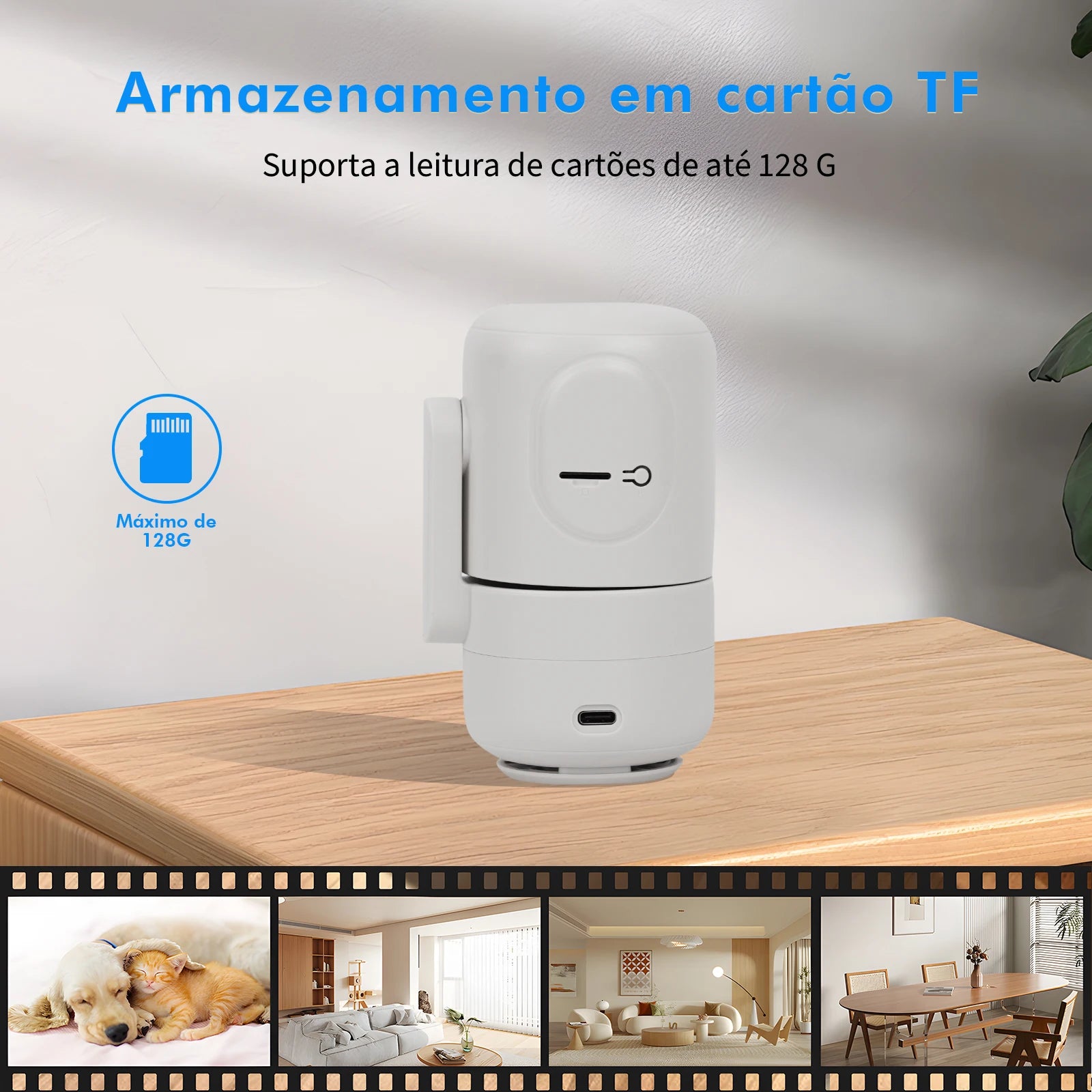 Câmera de Segurança Wi-Fi Inteligente – Mini Câmera Sem Fio com Visão Noturna, Detecção de Movimento e Monitoramento via App