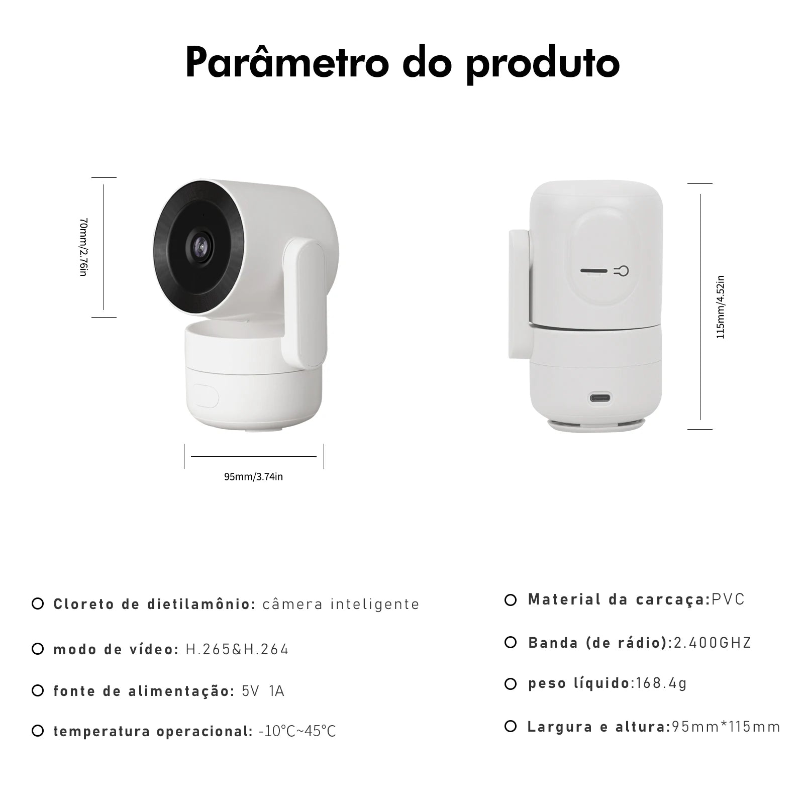 Câmera de Segurança Wi-Fi Inteligente – Mini Câmera Sem Fio com Visão Noturna, Detecção de Movimento e Monitoramento via App
