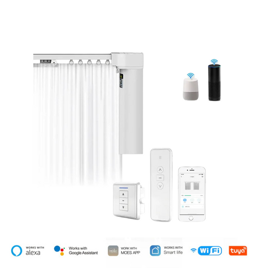 Motor de cortina vertical inteligente
Automação residencial Tuya Smart
Controle remoto + app no celular
Compatível com Alexa e Google Assistant
Operação silenciosa e potente
Instalação fácil em trilhos verticais
Design moderno em alumínio premium
Função anti-obstáculo e memória de posição
Sem baterias – energia direta na rede
Ideal para salas, quartos, hotéis e escritórios