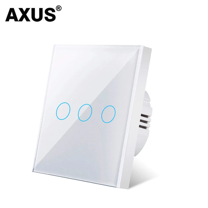 Interruptor de Parede AXUS Touch com LED – Vidro Temperado Crystal, 1 a 3 botões