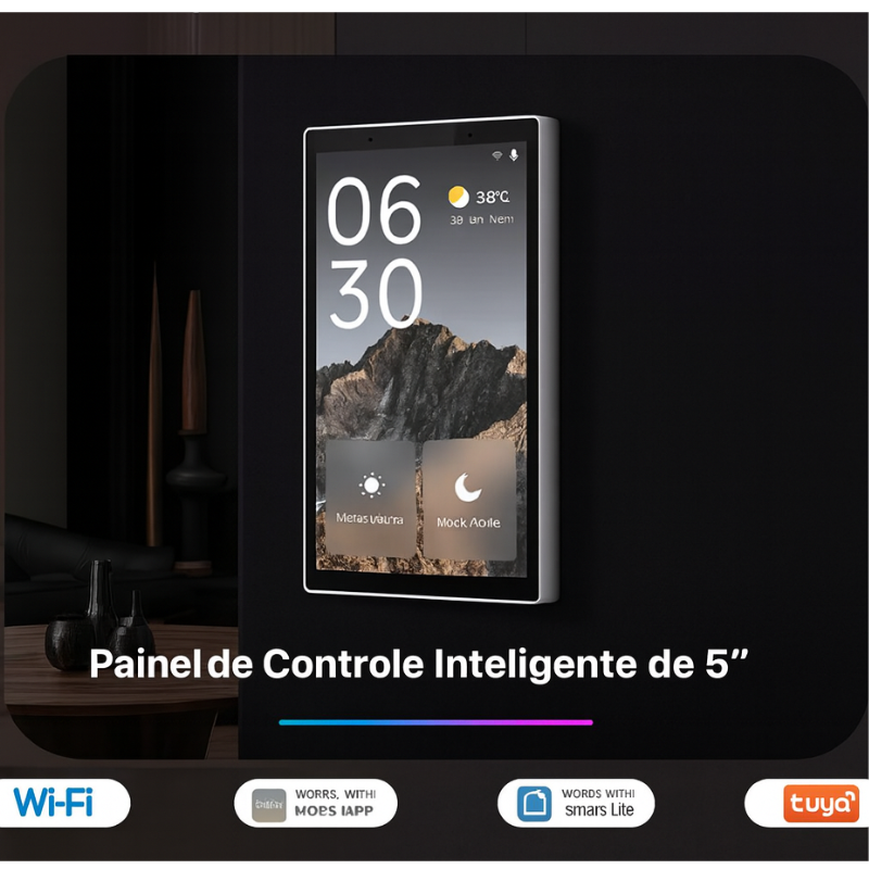 Painel Smart 5 MOES " com Alexa Integrada | Gateway Zigbee + Controle de Cenas (TPP05-Z US)