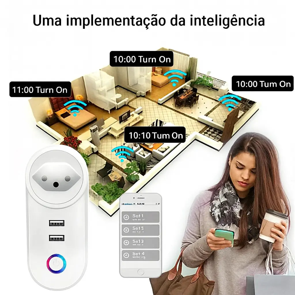 Tomada Inteligente Wi-Fi 16A Tuya – Controle por Voz com Alexa e Google