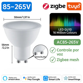 Lâmpada led Inteligente embutir GU10 Wi-Fi/Zigbee – Controle por Voz Alexa/Google
