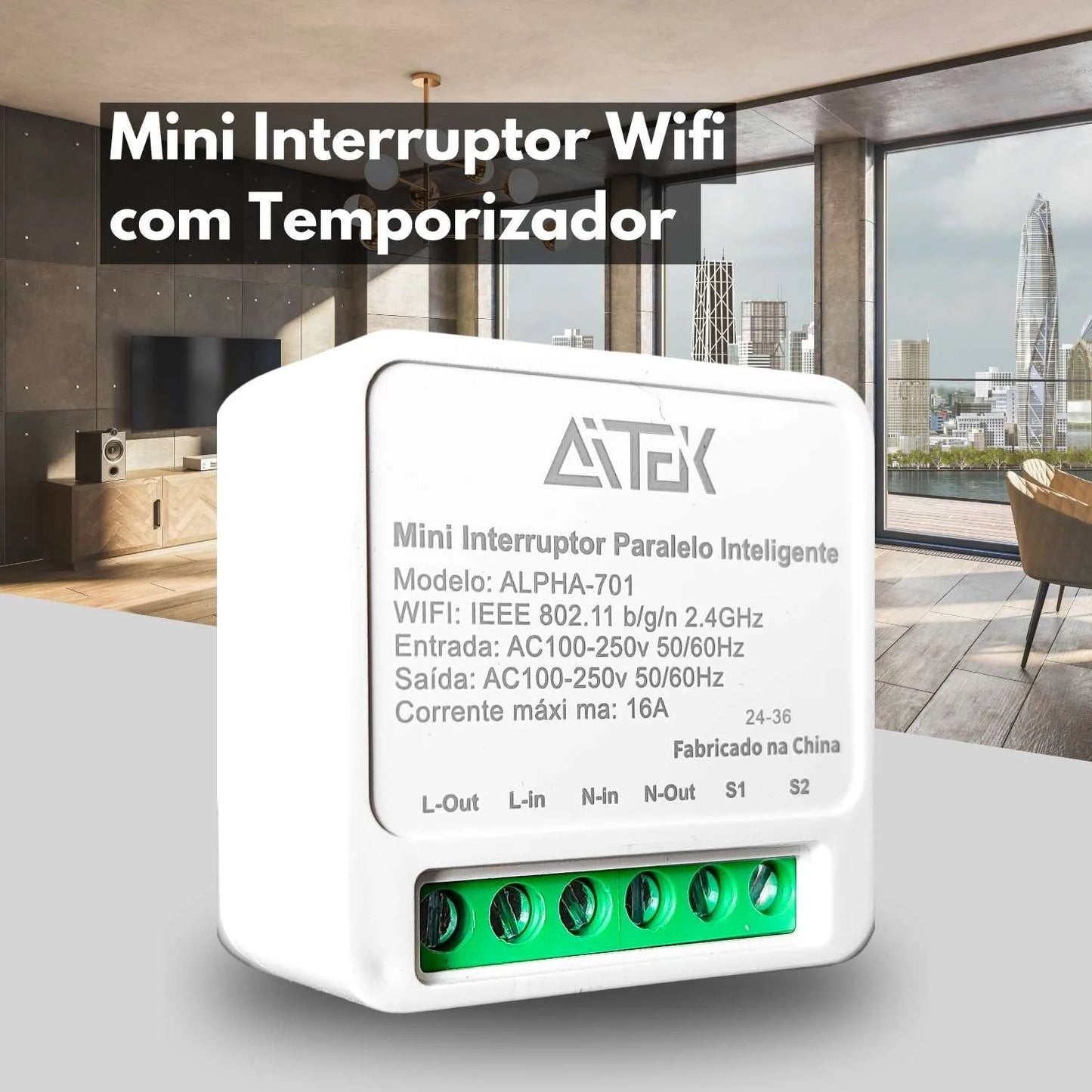 Mini Interruptor Wi-Fi Aitek Alpha-701 | Automação Fácil e Rápida | Compre Online