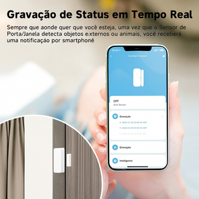 Sensor de Porta e Janela Tuya Wi-Fi/ZigBee – Alarme Inteligente de Abertura e Fechamento