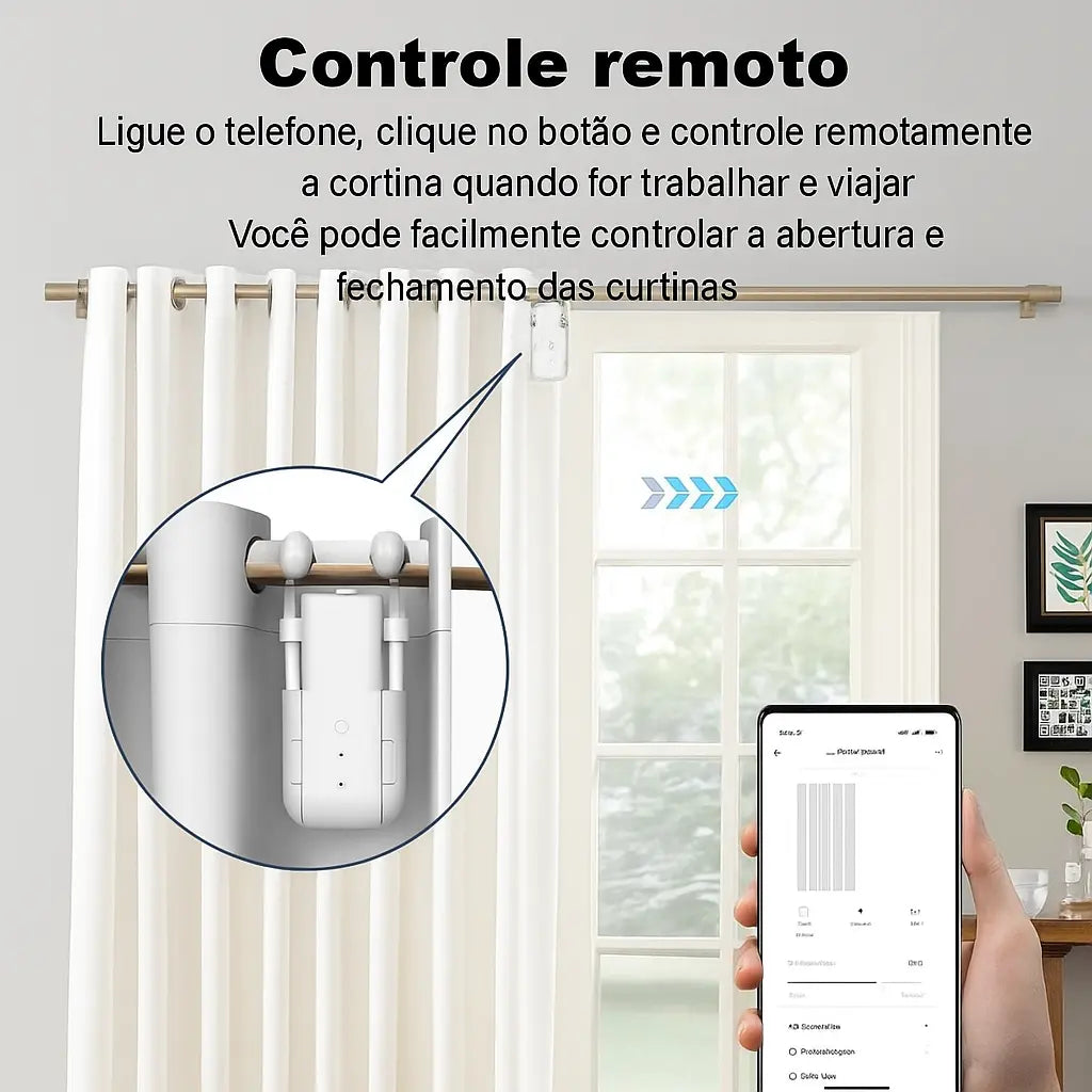 Robô de Cortina Inteligente Tuya Wi-Fi – Controle por App e Voz (Alexa, Google, Siri)