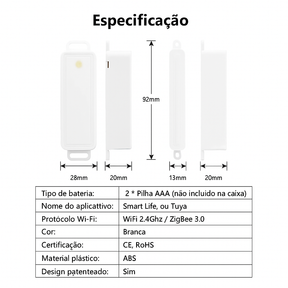 Sensor Inteligente para Portas e Janelas – LoraTap Tuya Wi-Fi ou ZigBee