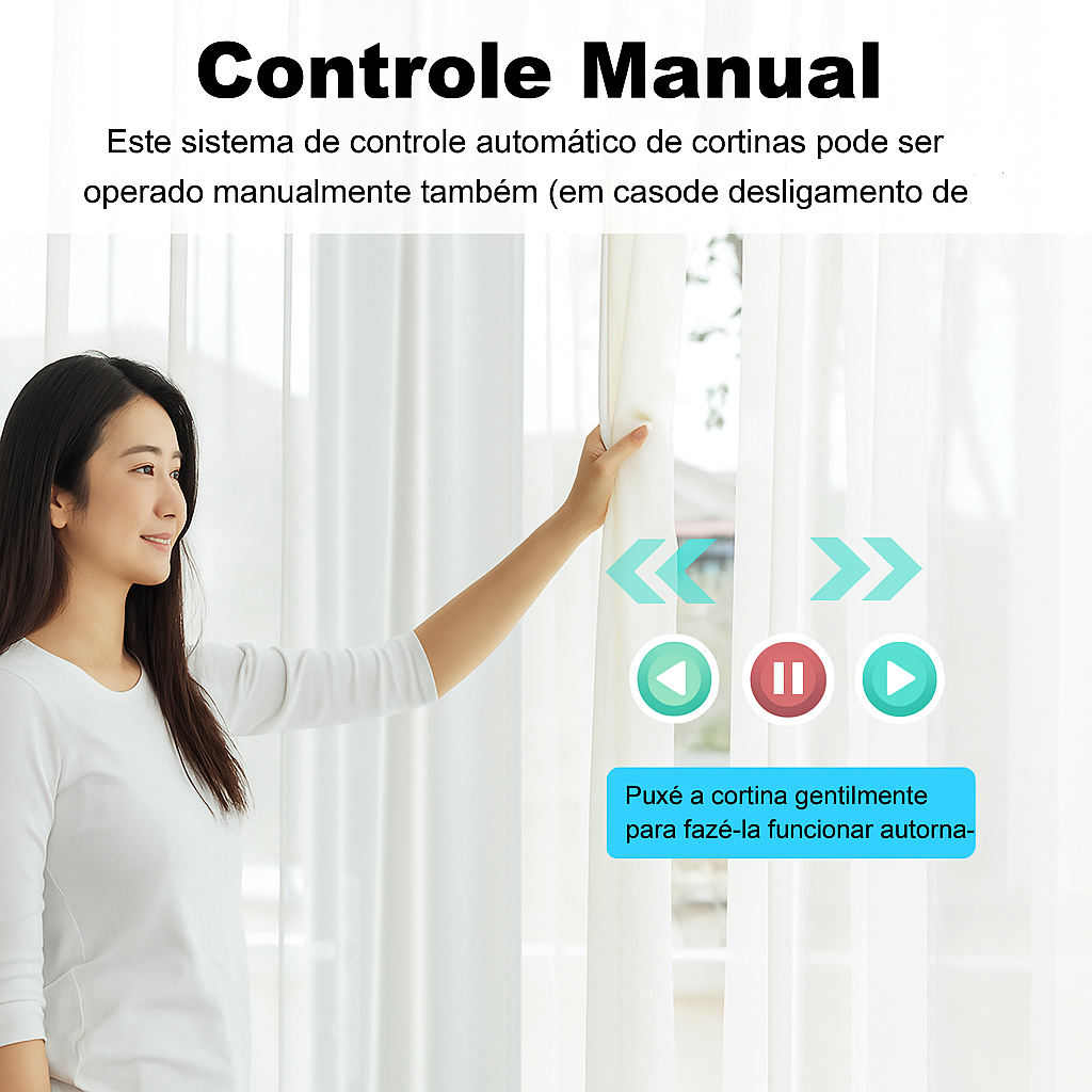 Motor de Cortina Elétrica Tuya 150mm – ZigBee/Wi-Fi Silencioso
