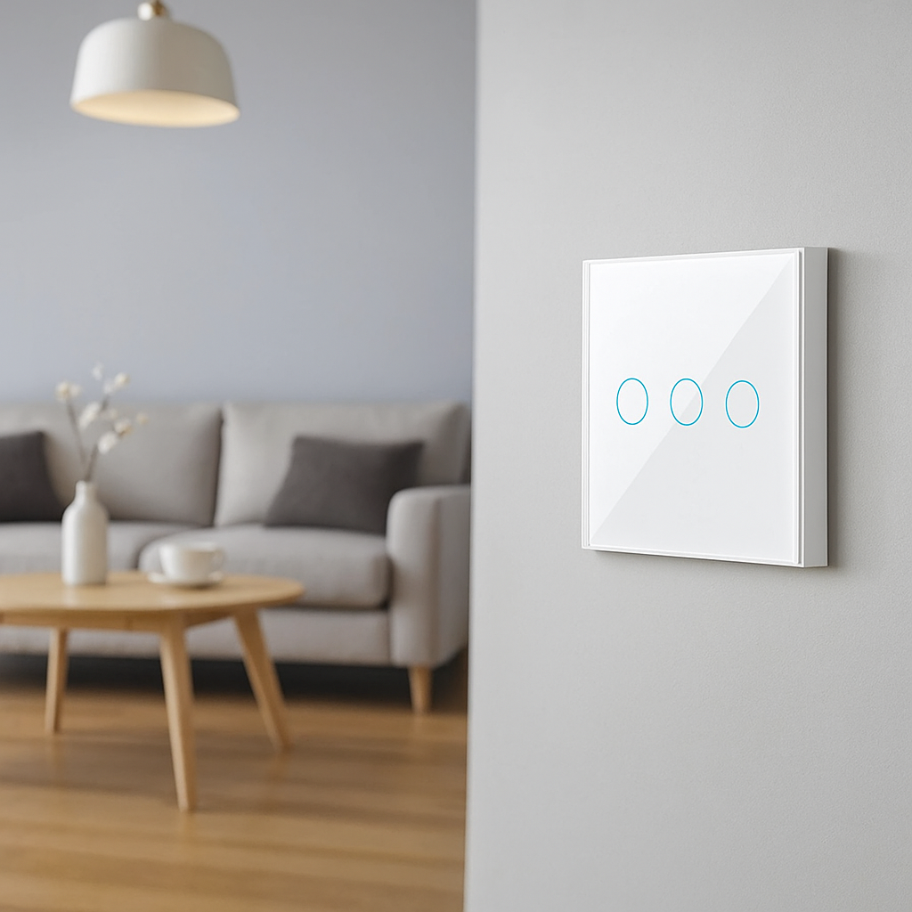 Interruptor de Parede AXUS Touch com LED – Vidro Temperado Crystal, 1 a 3 botões