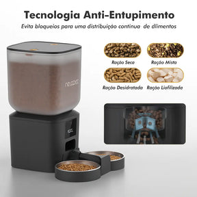 Alimentador Automático de Ração 8L para Gatos e Cães – Programável, Silencioso e Fácil de Usar