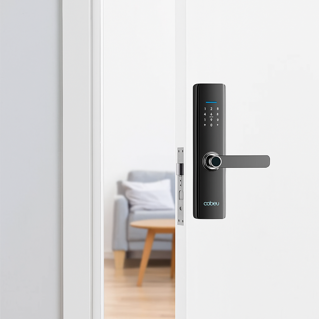 Fechadura Inteligente com Biometria e Senha Coibeu – Desbloqueio Rápido em até 1s, Compatível com App Tuya