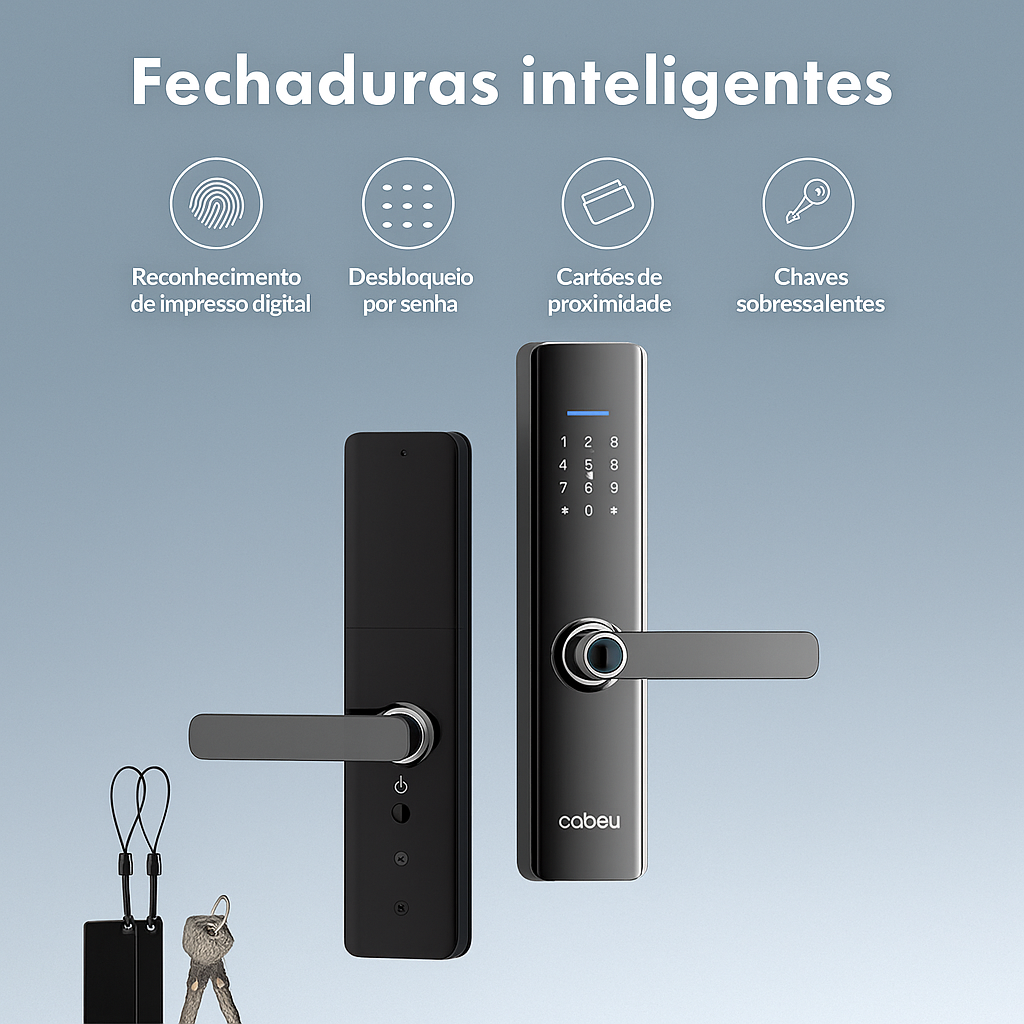 Fechadura Inteligente com Biometria e Senha Coibeu – Desbloqueio Rápido em até 1s, Compatível com App Tuya