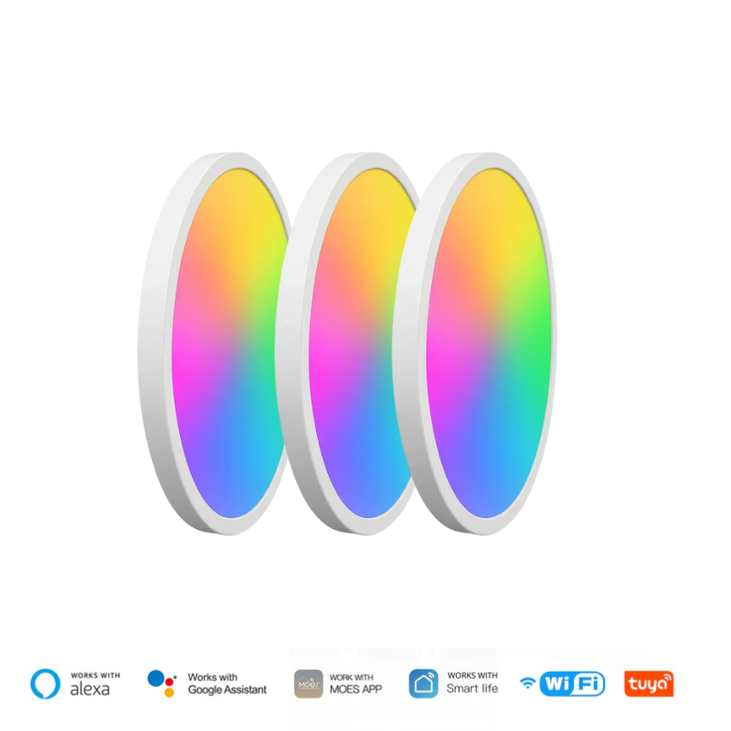 Luminária de Teto LED Smart Wi-Fi RGBCW – Redonda, Dimerizável, TUYA, Alexa e Google